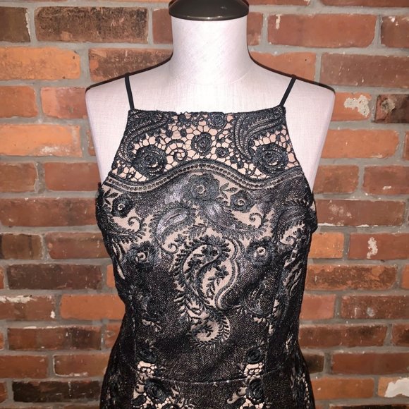 Dress The Population Black Julie Suquin Lace Mini Dress Size Large - Picture 6 of 7